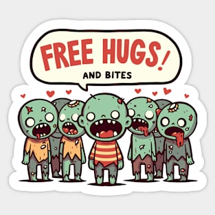 Free hugs and bites - zombie kids Sticker